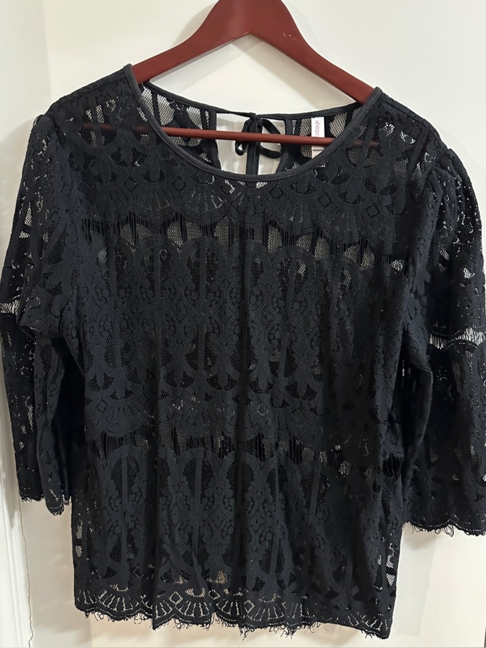Xhilaration Black Lace Overlay Blouse